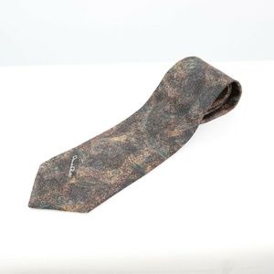 Mens Oscar De La Renta Necktie Tie Brown Pattern